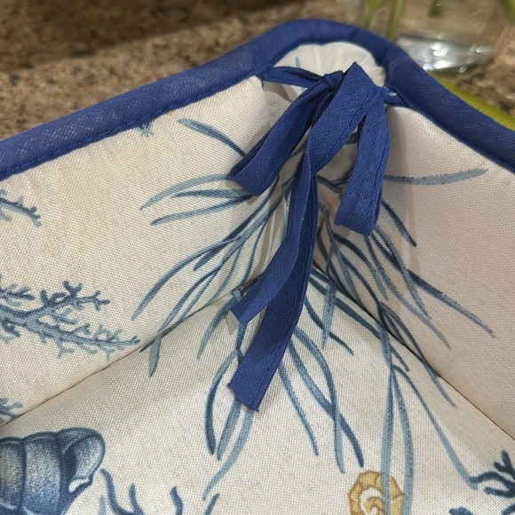 Coastal Print French Fabric Bread Basket - Picture 8 of 15